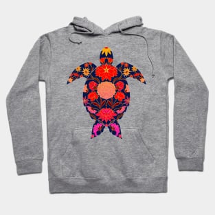 Fiery floral sea turtle Hoodie